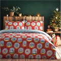 furn. Twelve Days of Christmas Duvet Cover Set, Cotton 50% Polyester, Red, 3pcs,