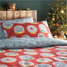furn. Twelve Days of Christmas Duvet Cover Set, Cotton 50% Polyester, Red, 3pcs,